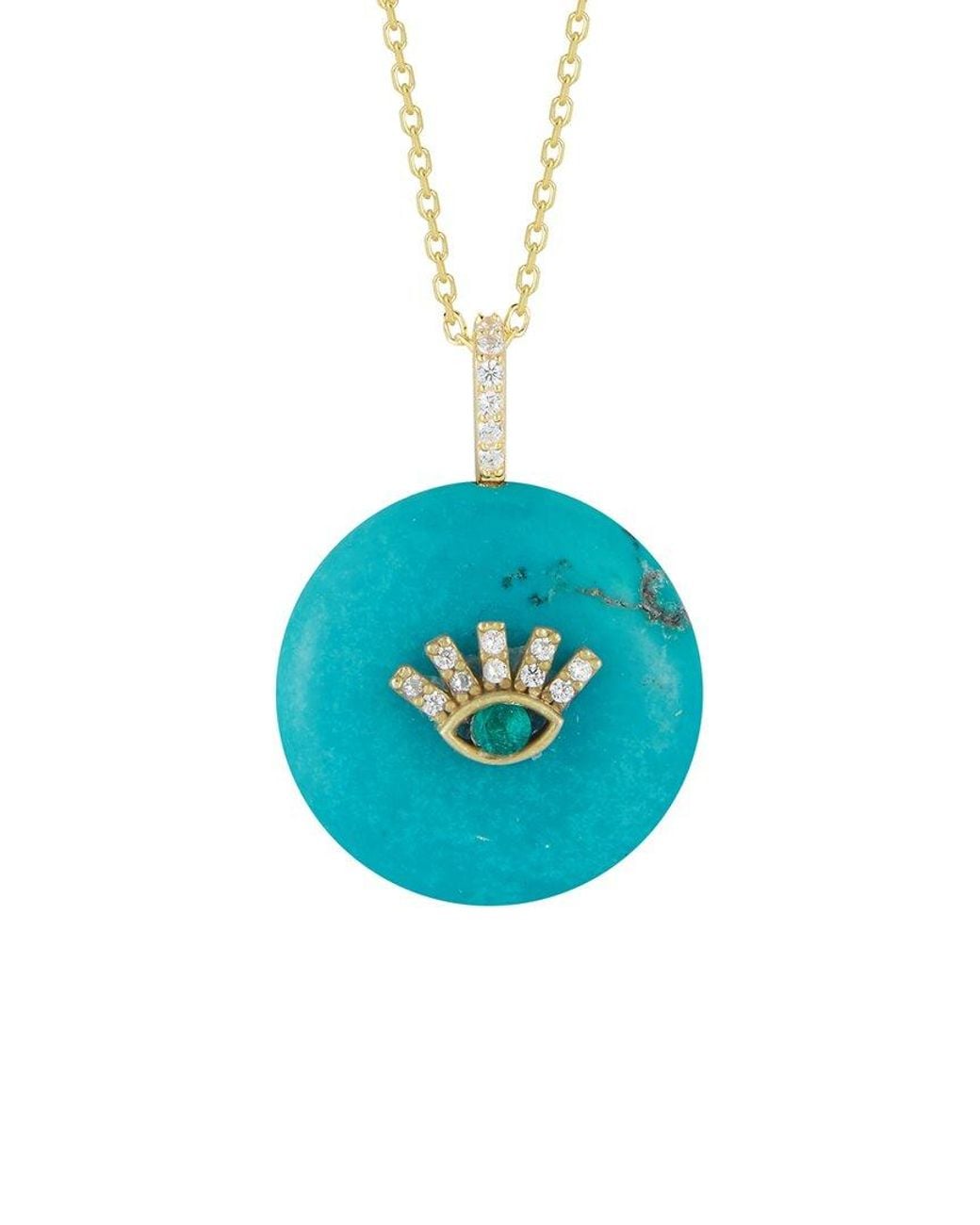 Sphera Milano Blue 14k Over Silver Turquoise Cz Evil Eye Necklace