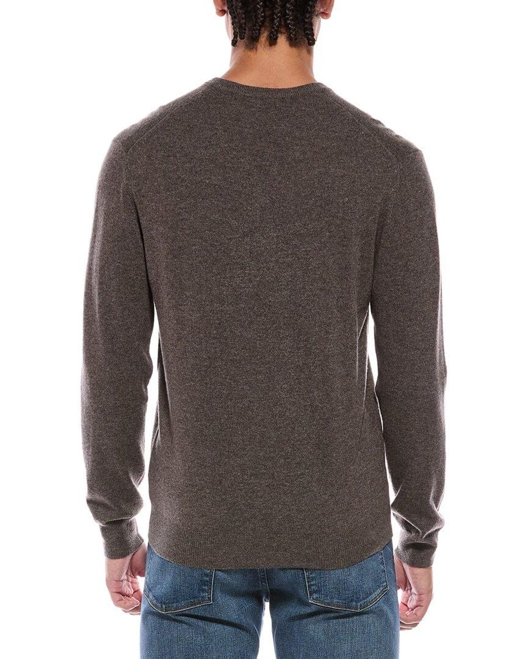 N.Peal Cashmere Gray Burlington Cashmere V-Neck Sweater for men