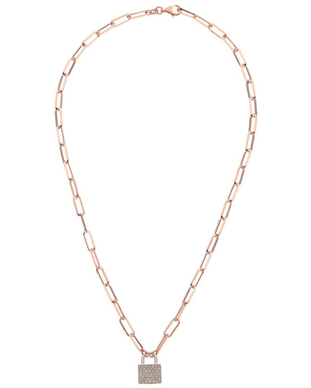 Meshmerise Metallic 18K Over 0.25 Ct. Tw. Diamond Padlock Necklace