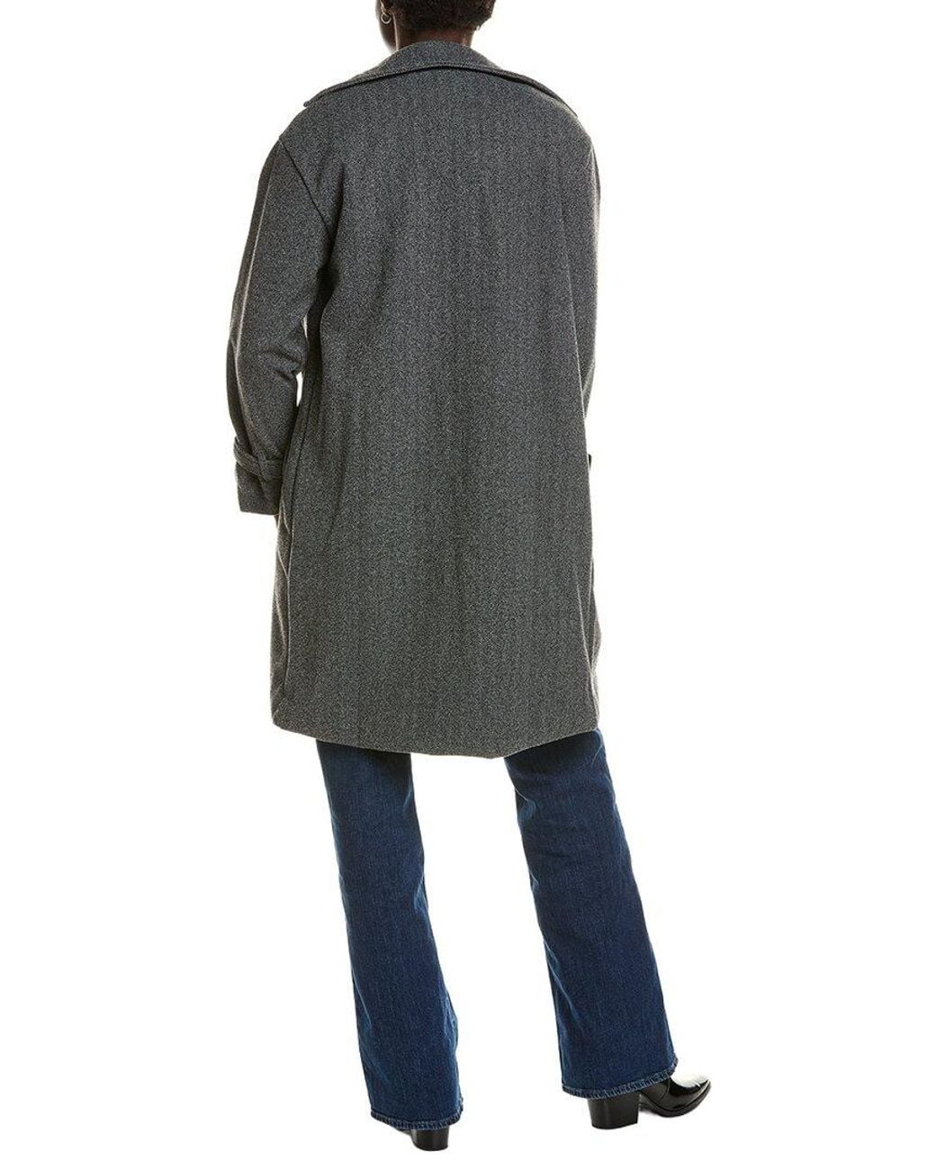 Marion Gray Collared Neck Buttoned Coat