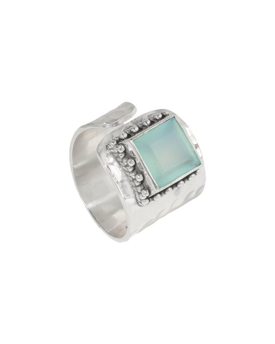 TIRAMISU Gray Plated Aqua Chalcedoney Statement Ring