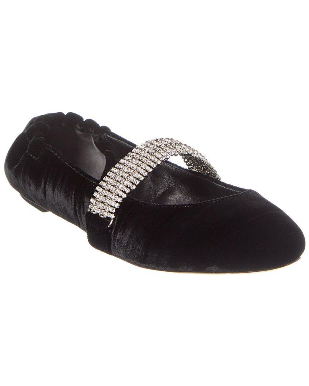 Alexandre Birman Black Camila Velvet Ballerina Flat