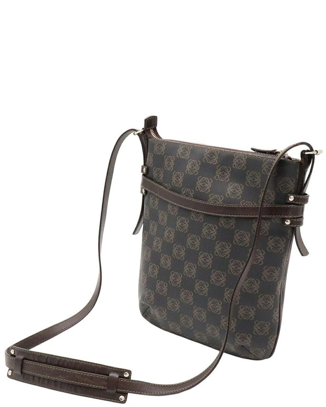 Loewe Black Coated/Waterproof Canvas Repeat Anagram Crossbody (Authentic Pre-Loved)