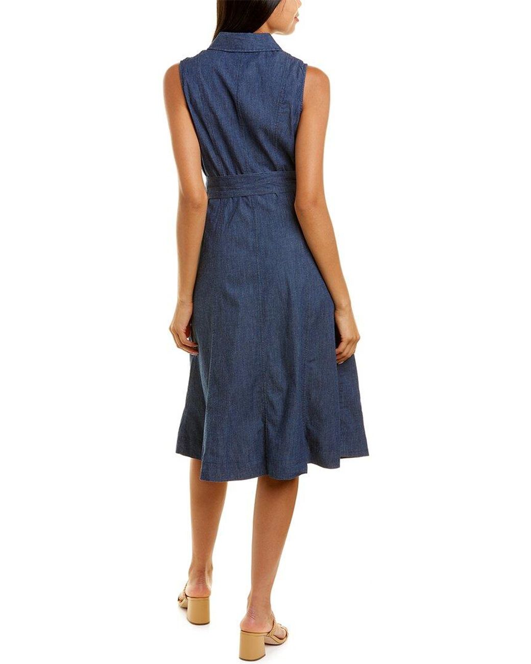 Anne Klein Denim Shirtdress in Green | Lyst