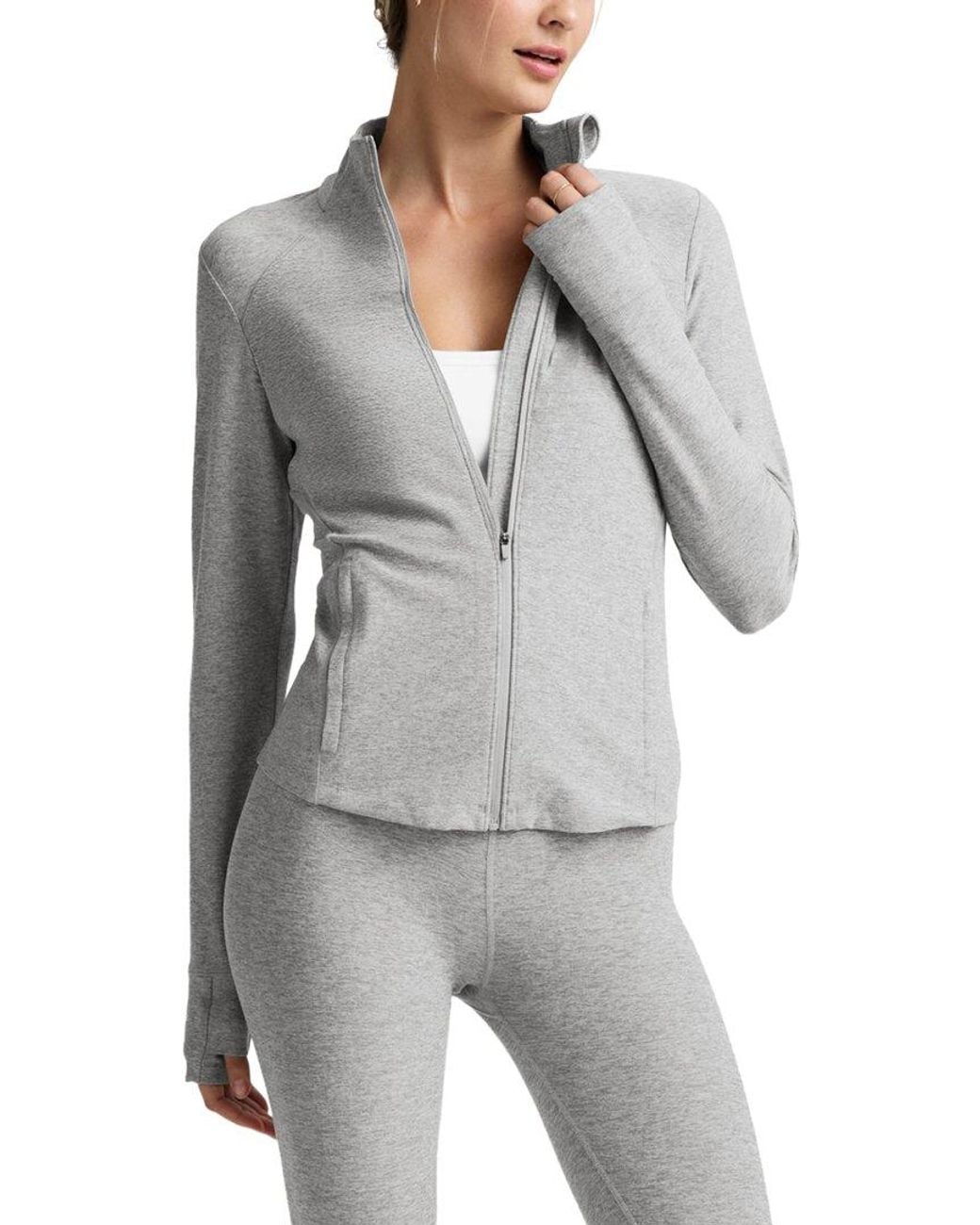 Beyond Yoga Gray Spacedye Trails Active Jacket