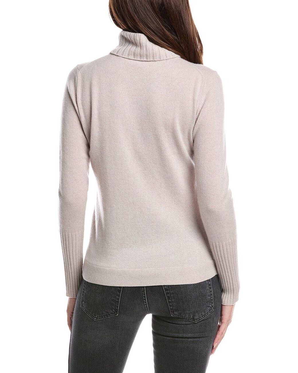 Forte Gray Chunky Trim Turtleneck Cashmere Sweater