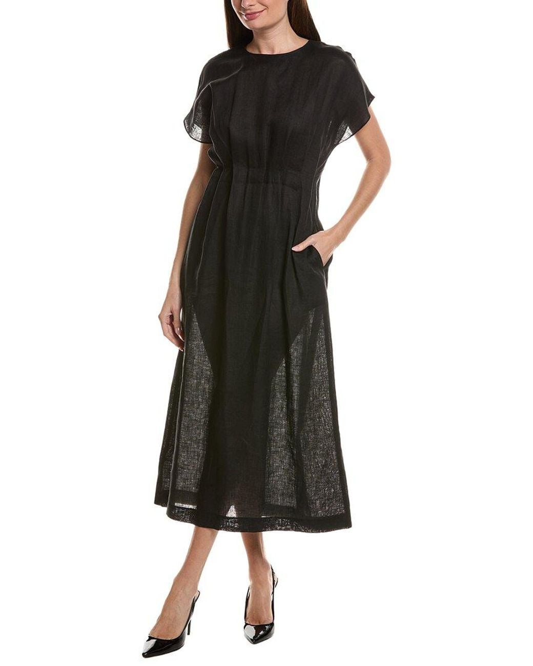 Sara Campbell Black Celine Linen Dress