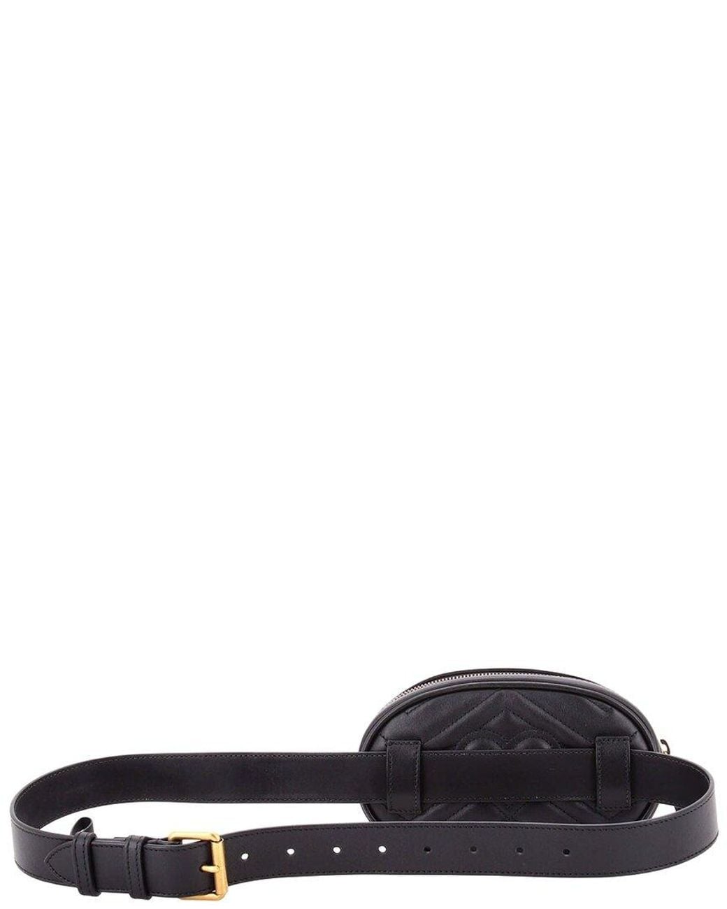 Gucci White Matelasse Leather Gg Marmont Belt Bag (Authentic Pre-Loved)