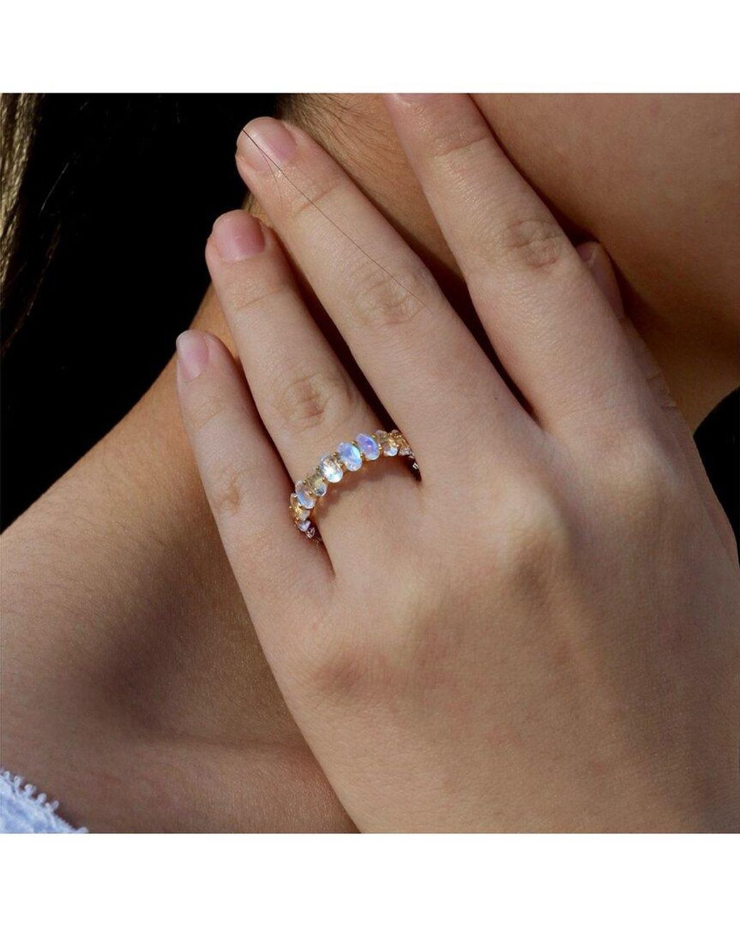 Kai Fine Jewelry Blue 14K 4.00 Ct. Tw. Moonstone Eternity Ring