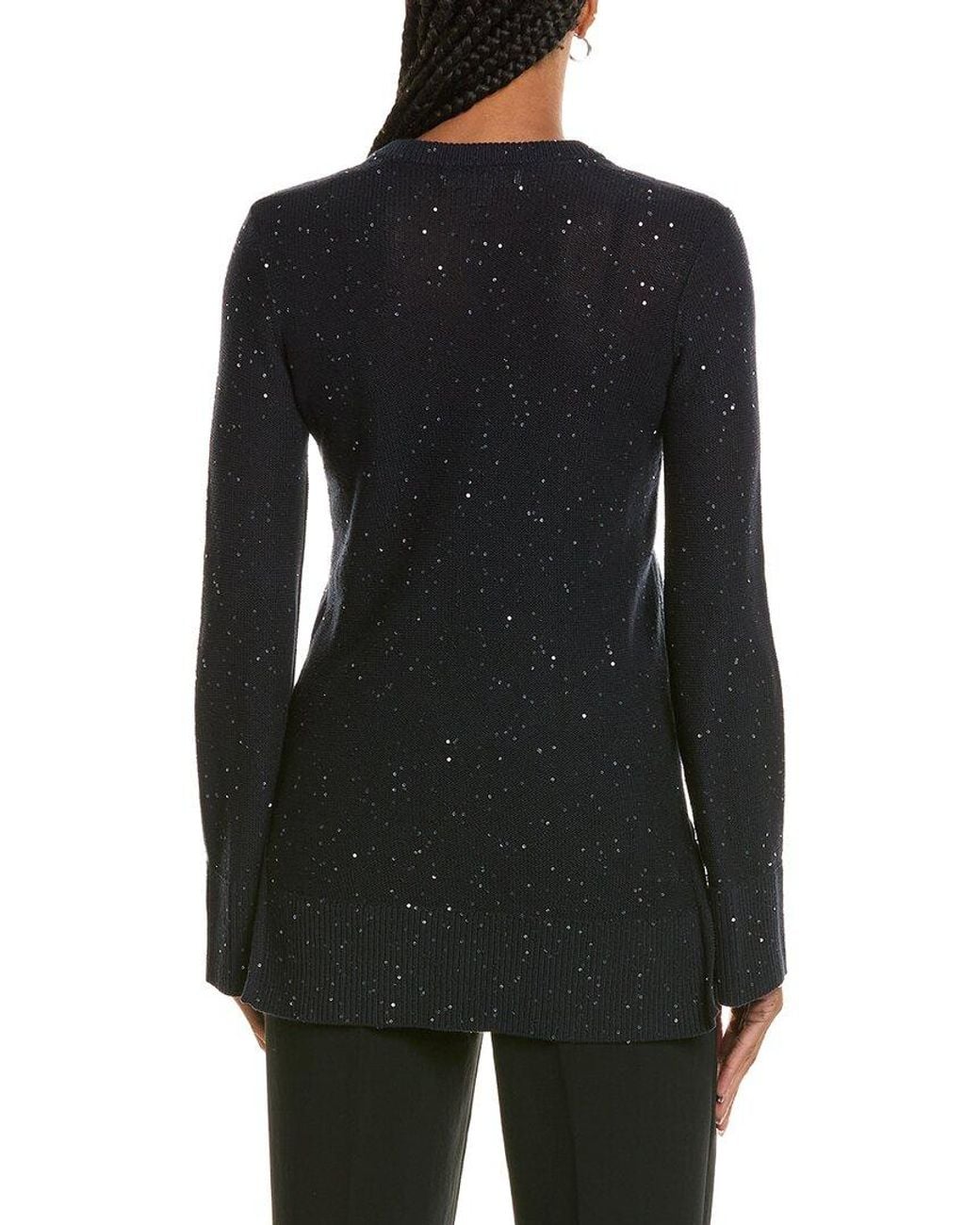 Michael Kors Black Linen-Blend Embellished Sweater