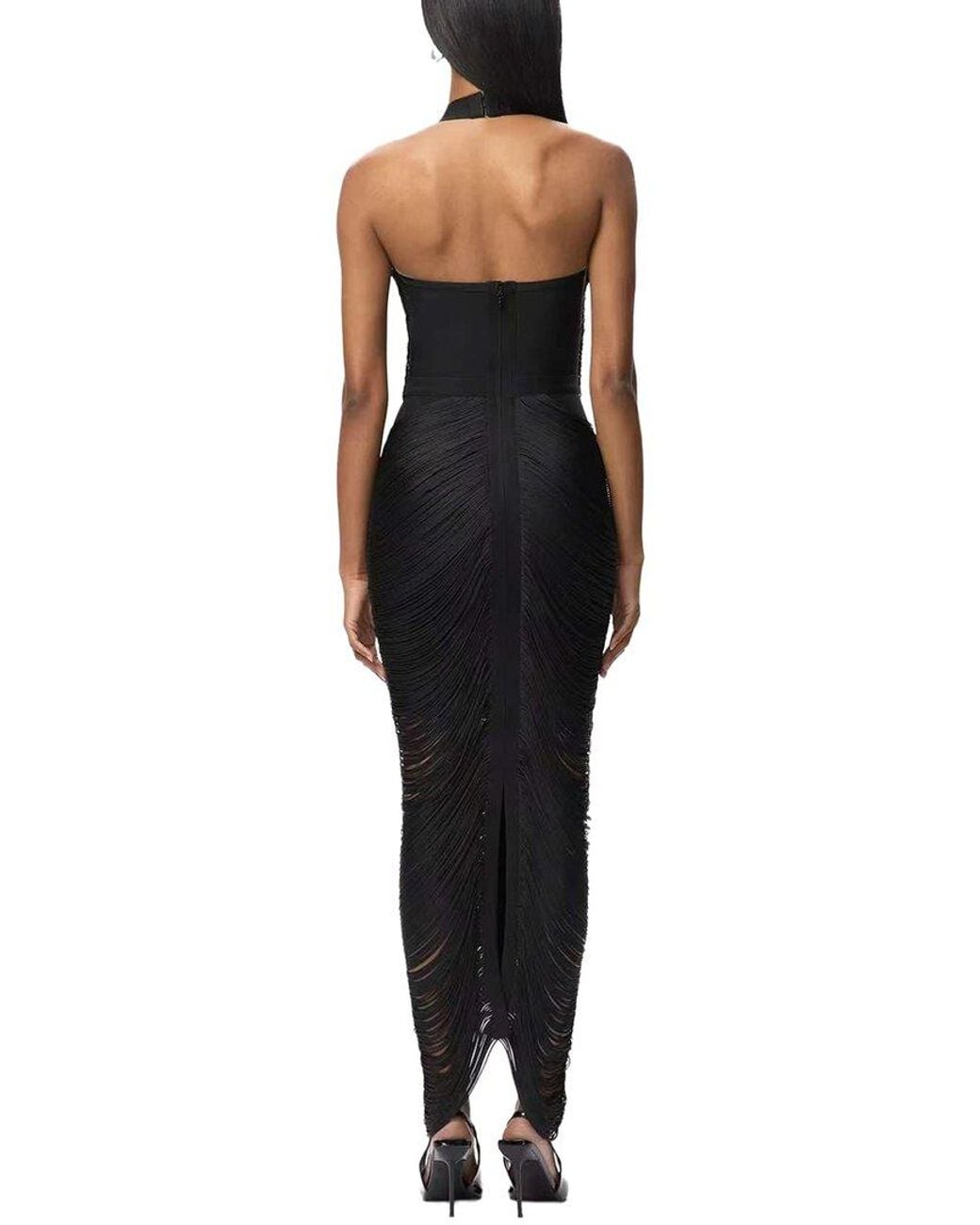 Dilireba Black Sleeveless Solid Maxi Dress