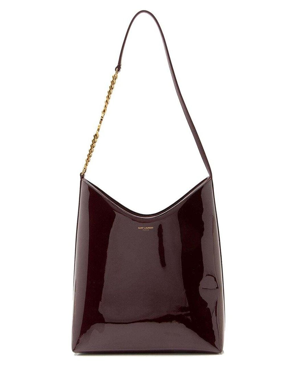 Saint Laurent Purple Patent Leather Rendez-vouz Medium Hobo (authentic Pre-loved)