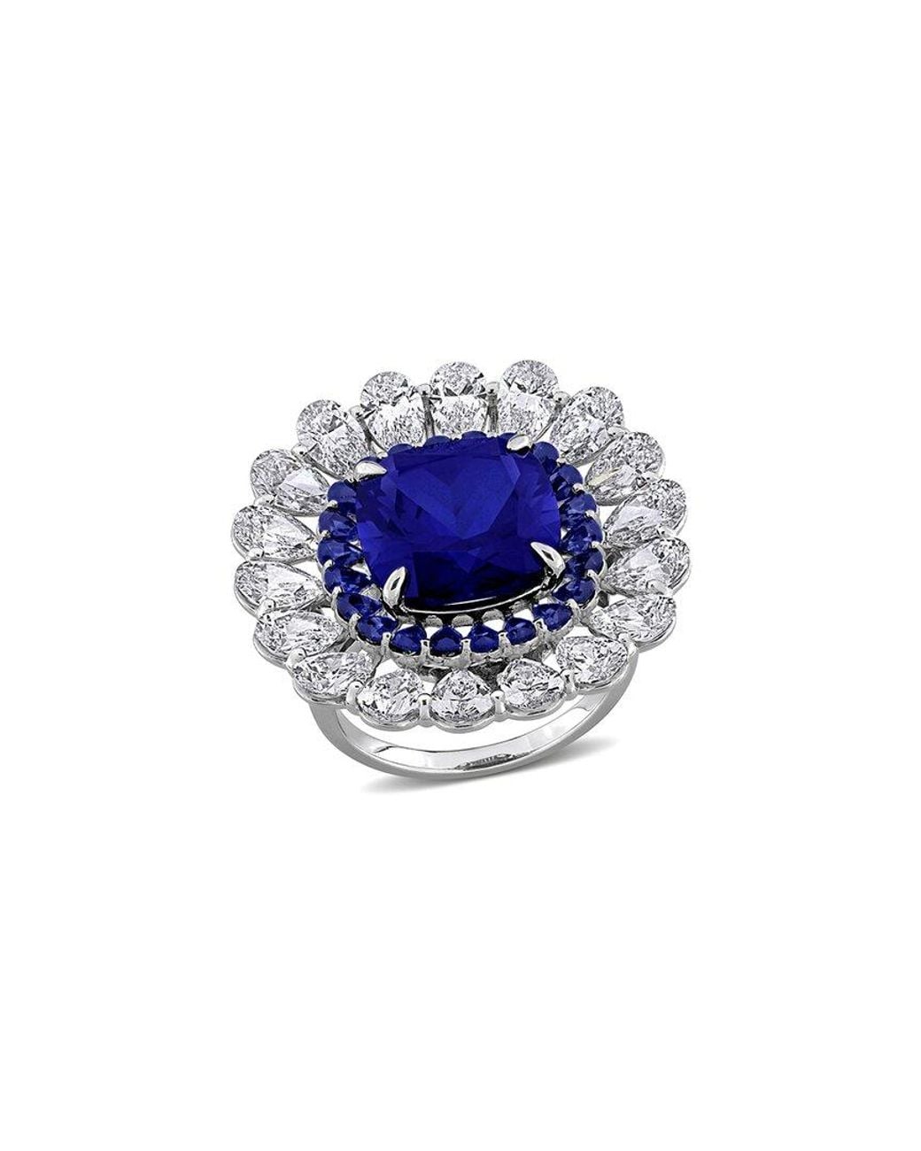 Rina Limor Blue 14K 19.12 Ct. Tw. Lab-Grown Diamond & Lab-Grown Sapphire Floral Ring