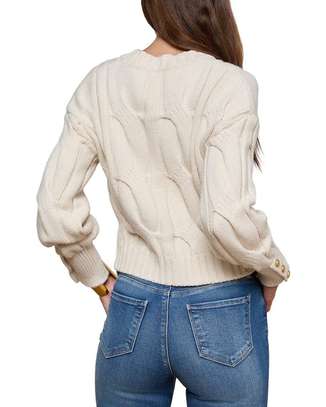 L'Agence Natural Storm Boxy Crop Cable Pullover