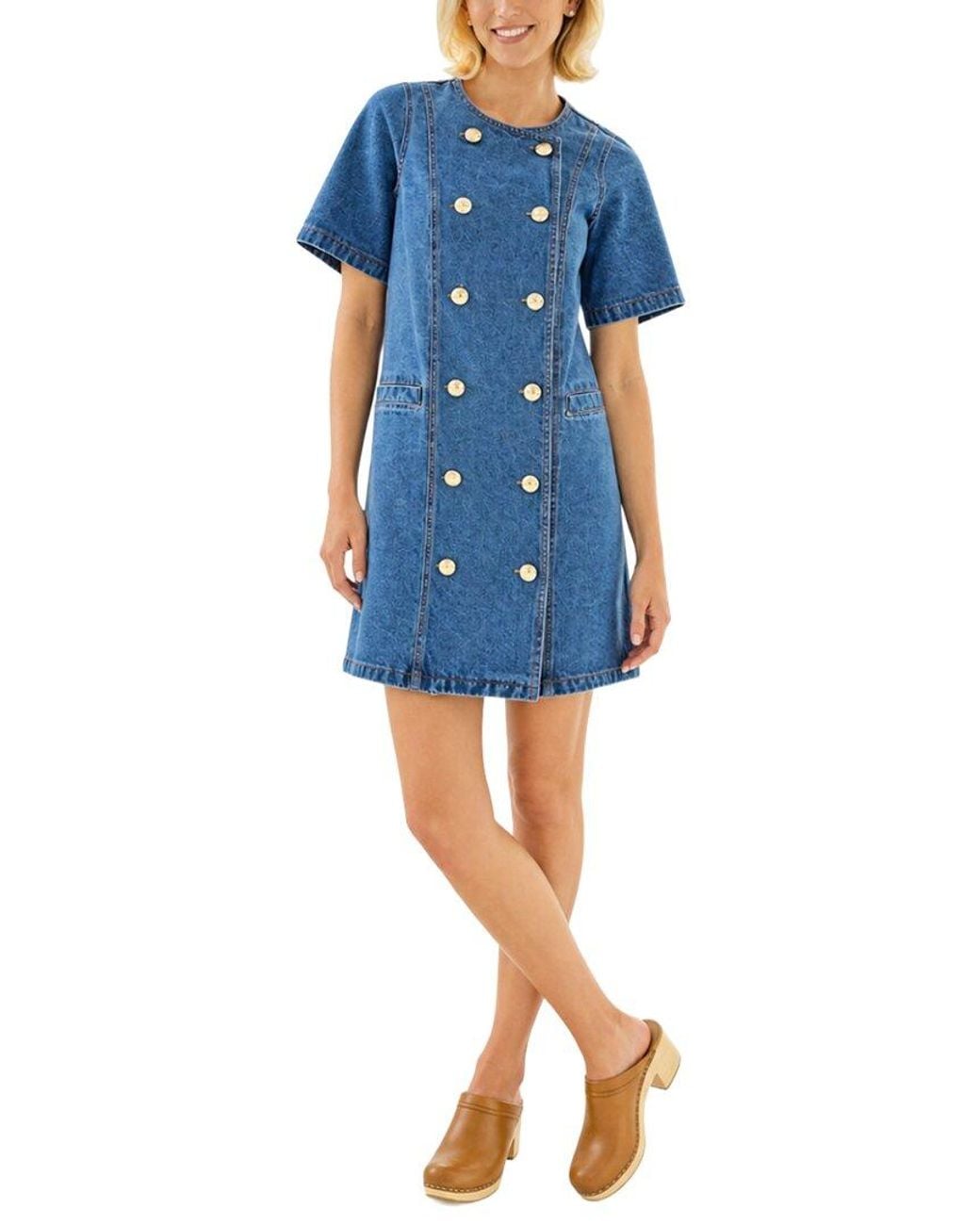 Sail To Sable Blue Button Front Denim Dress