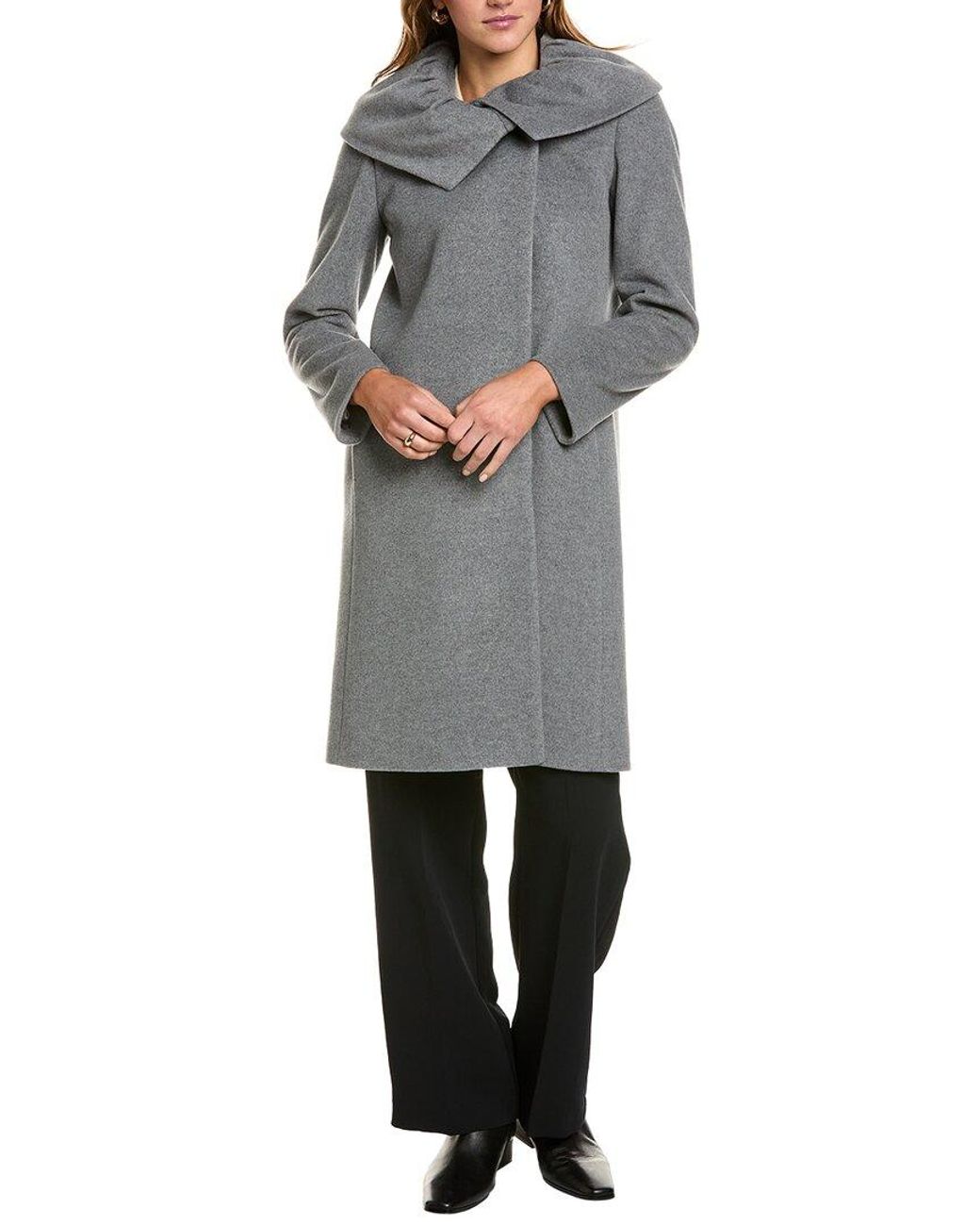 Cinzia Rocca Gray Medium Wool & Cashmere-Blend Coat