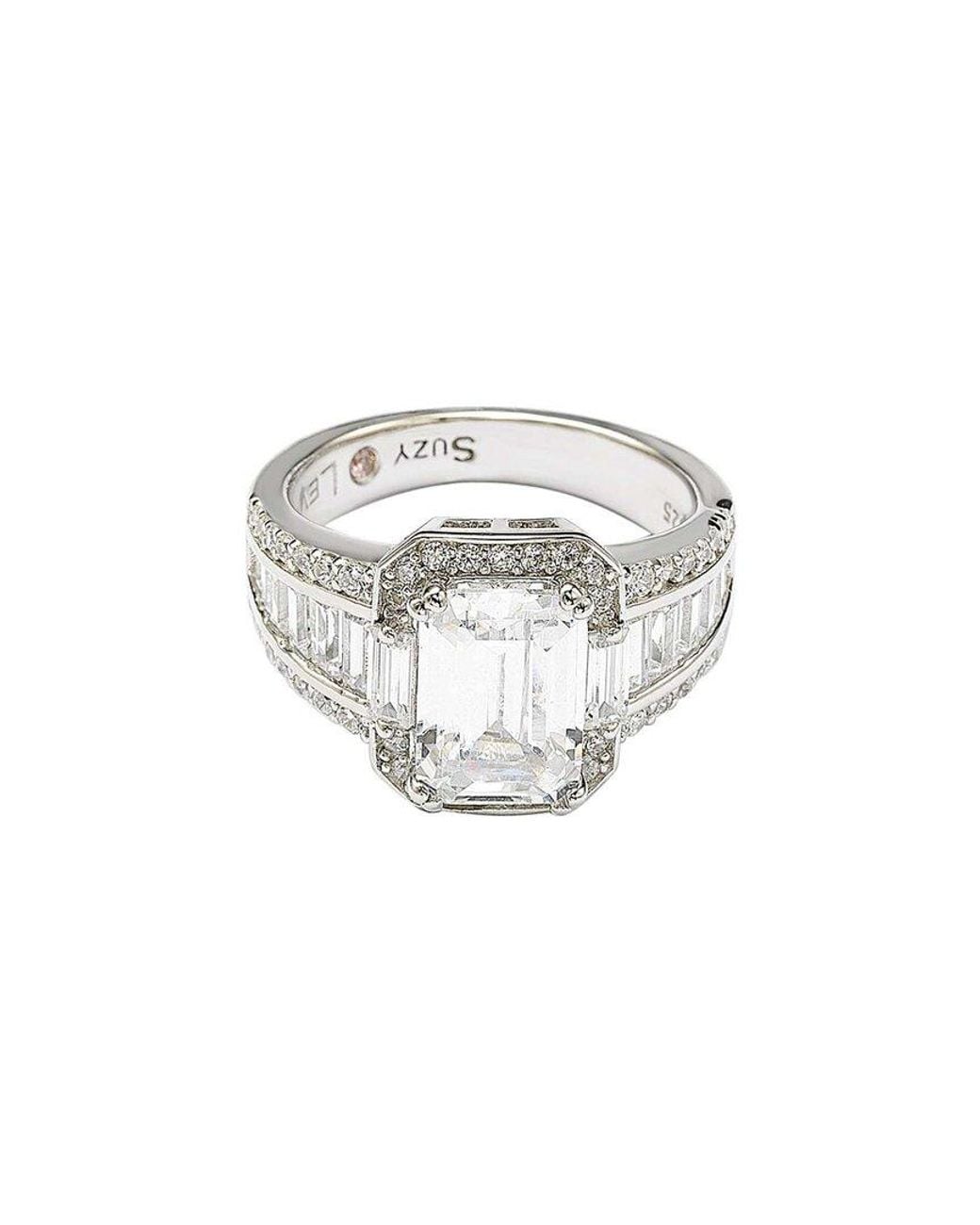 Suzy Levian White Silver Cz Ring