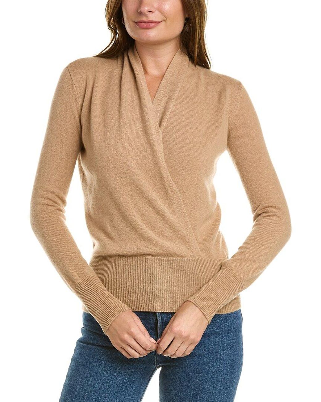Sofiacashmere Cashmere Faux Wrap Sweater in Natural | Lyst UK