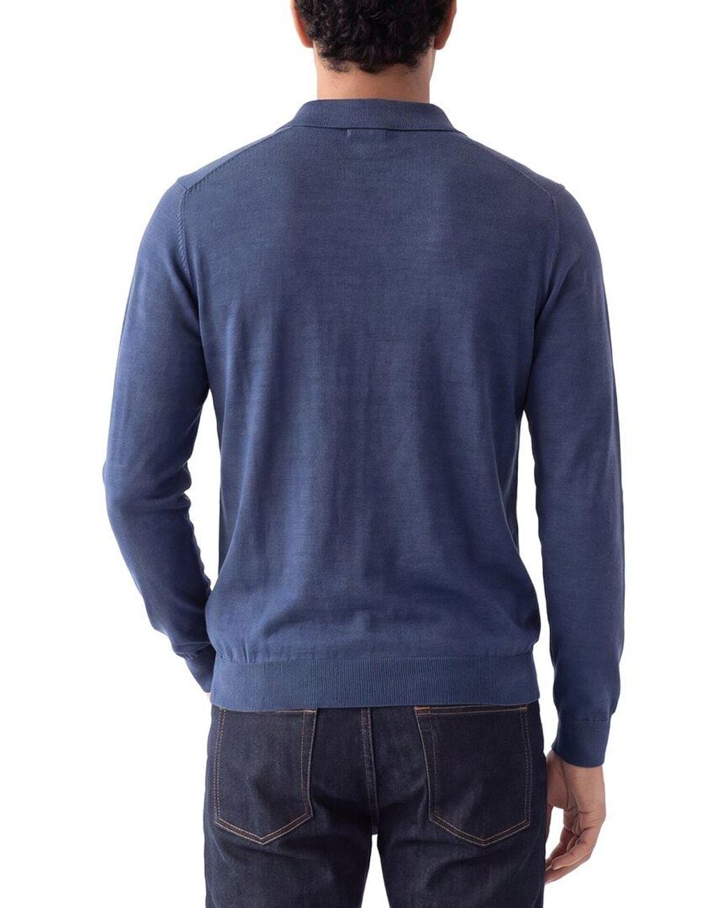 Raffi Blue Jersey Polo Sweater for men