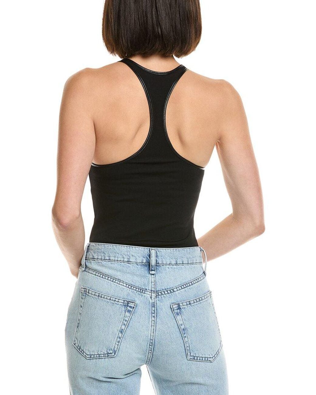 Helmut Lang Black Zip Racerback Bodysuit