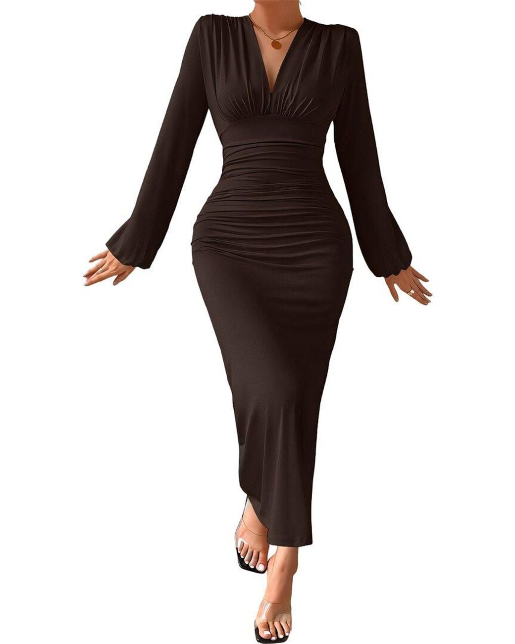 AMINA GLAM Black Maxi Dress