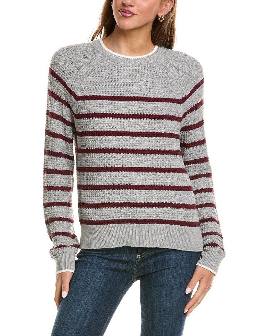 525 America Gray Crewneck Textured Stripe Pullover