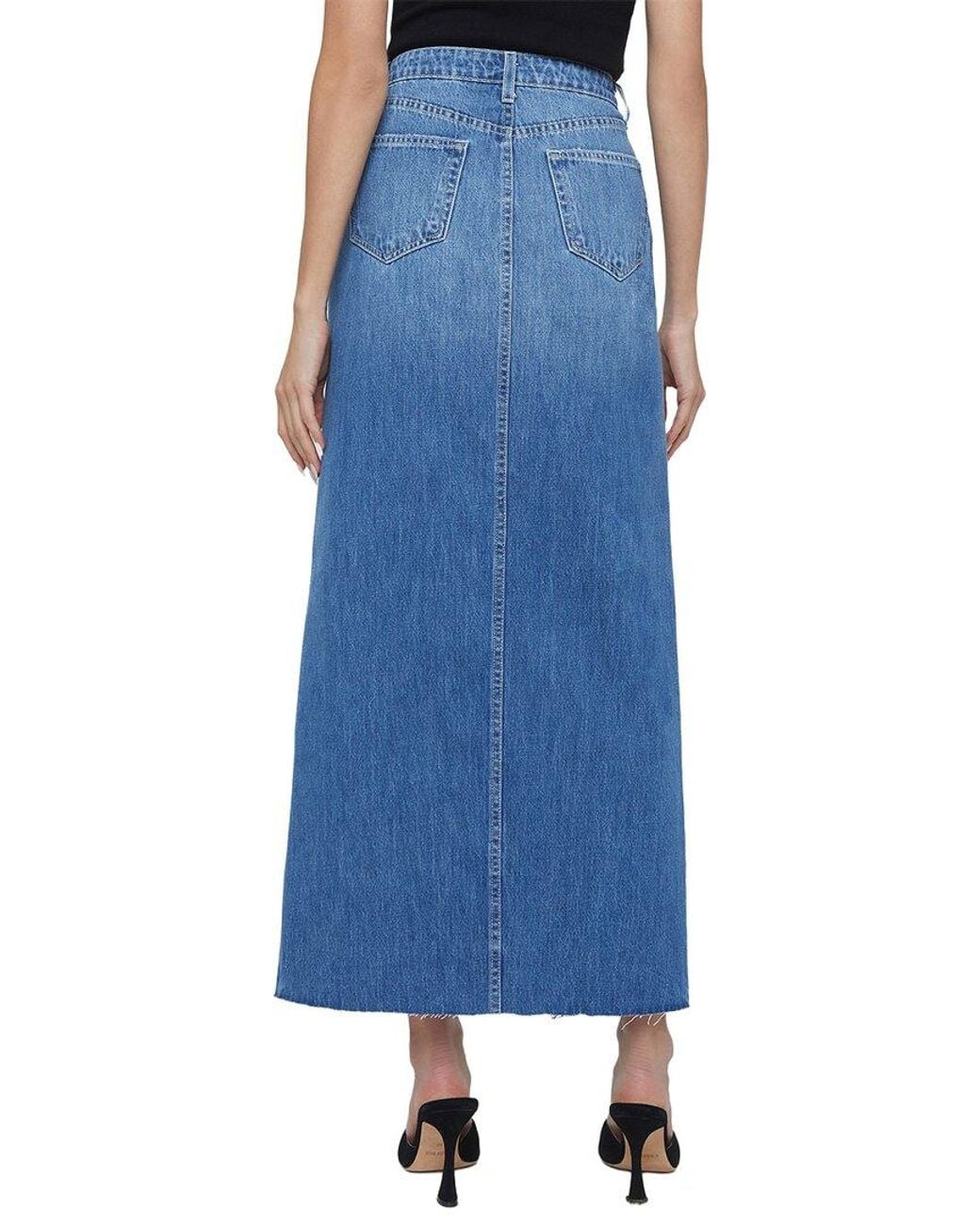 L'Agence Blue Rysa Slit Front Maxi Skirt