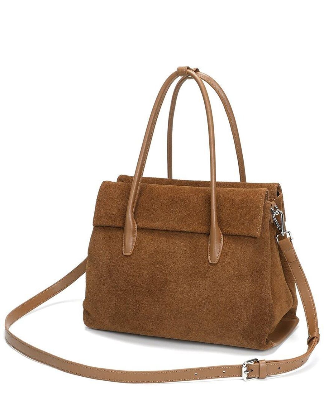 Tiffany & Fred Paris Brown Suede Foldover Tote