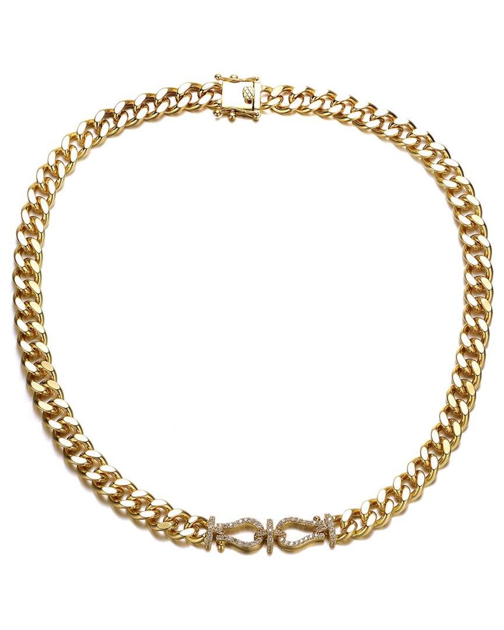 Rachel Glauber Metallic 14k Plated Cz Door Knocker Necklace