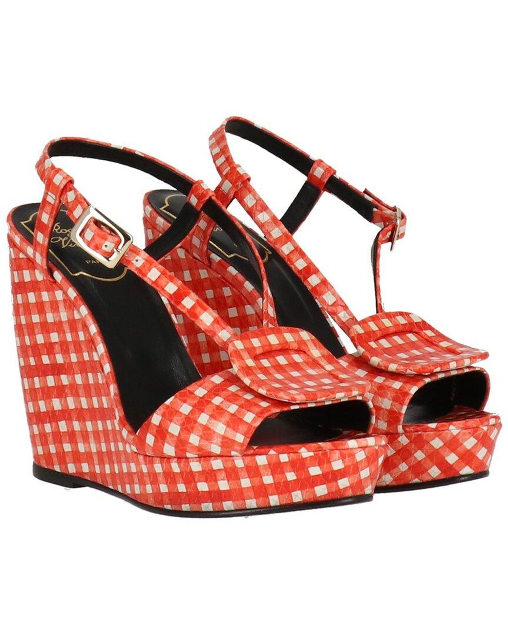 Roger Vivier Red Leather Wedge Sandal