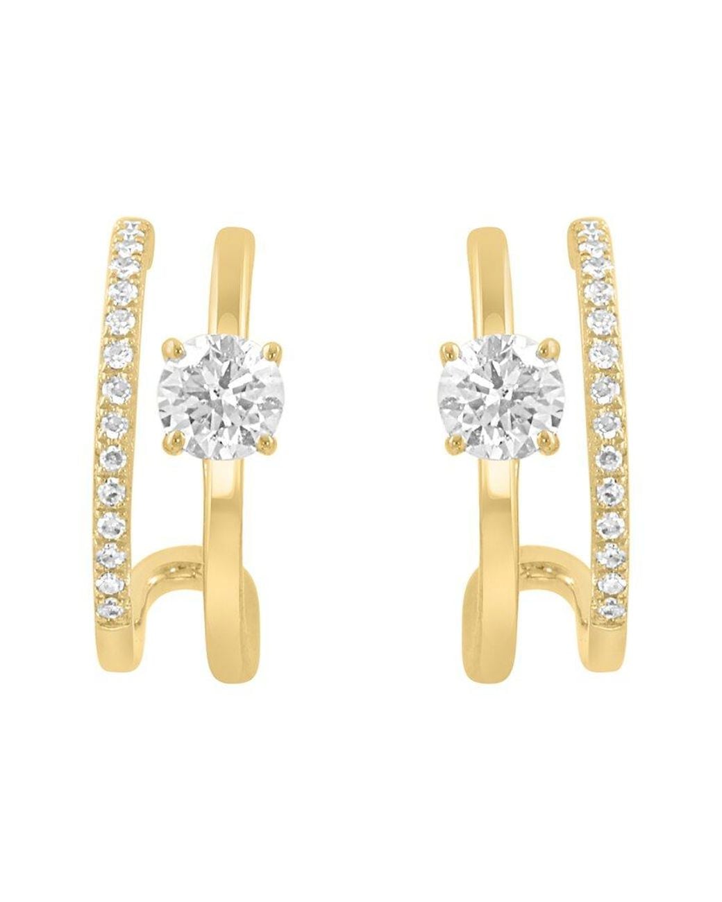 Effy Fine Jewelry Metallic 14K 0.59 Ct. Tw. Diamond Earrings