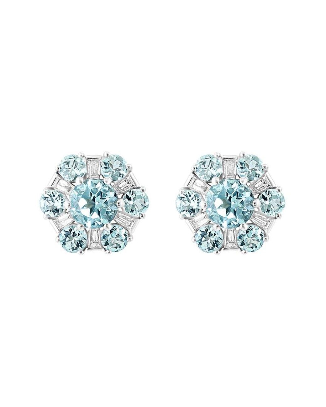 Effy Fine Jewelry Blue 14K 3.33 Ct. Tw. Diamond & Aquamarine Earrings