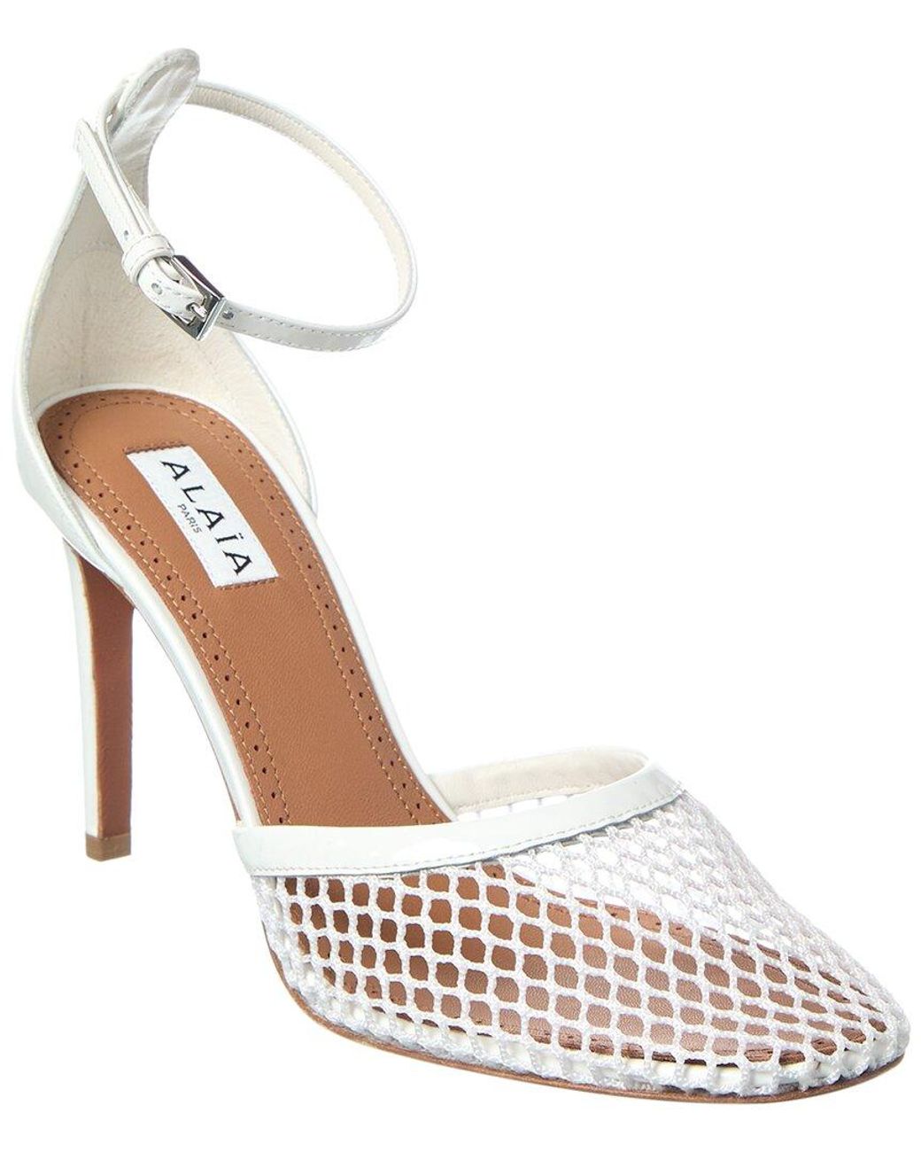 Alaïa White Alaïa High Fishnet Mesh & Leather Pump