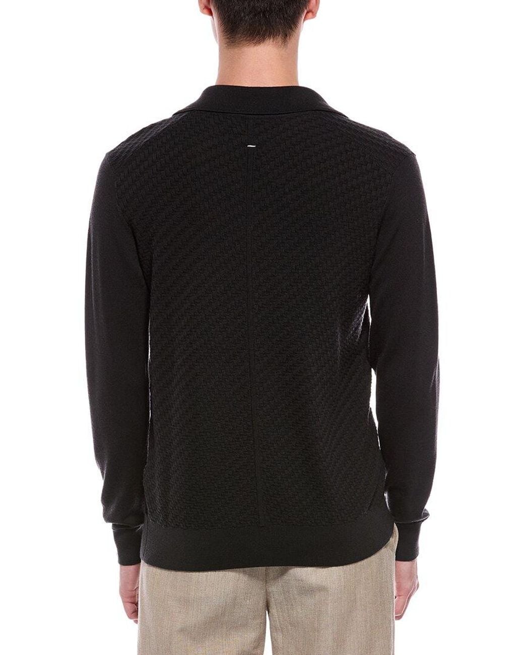 Rag & Bone Black Charles Wool Polo Shirt for men