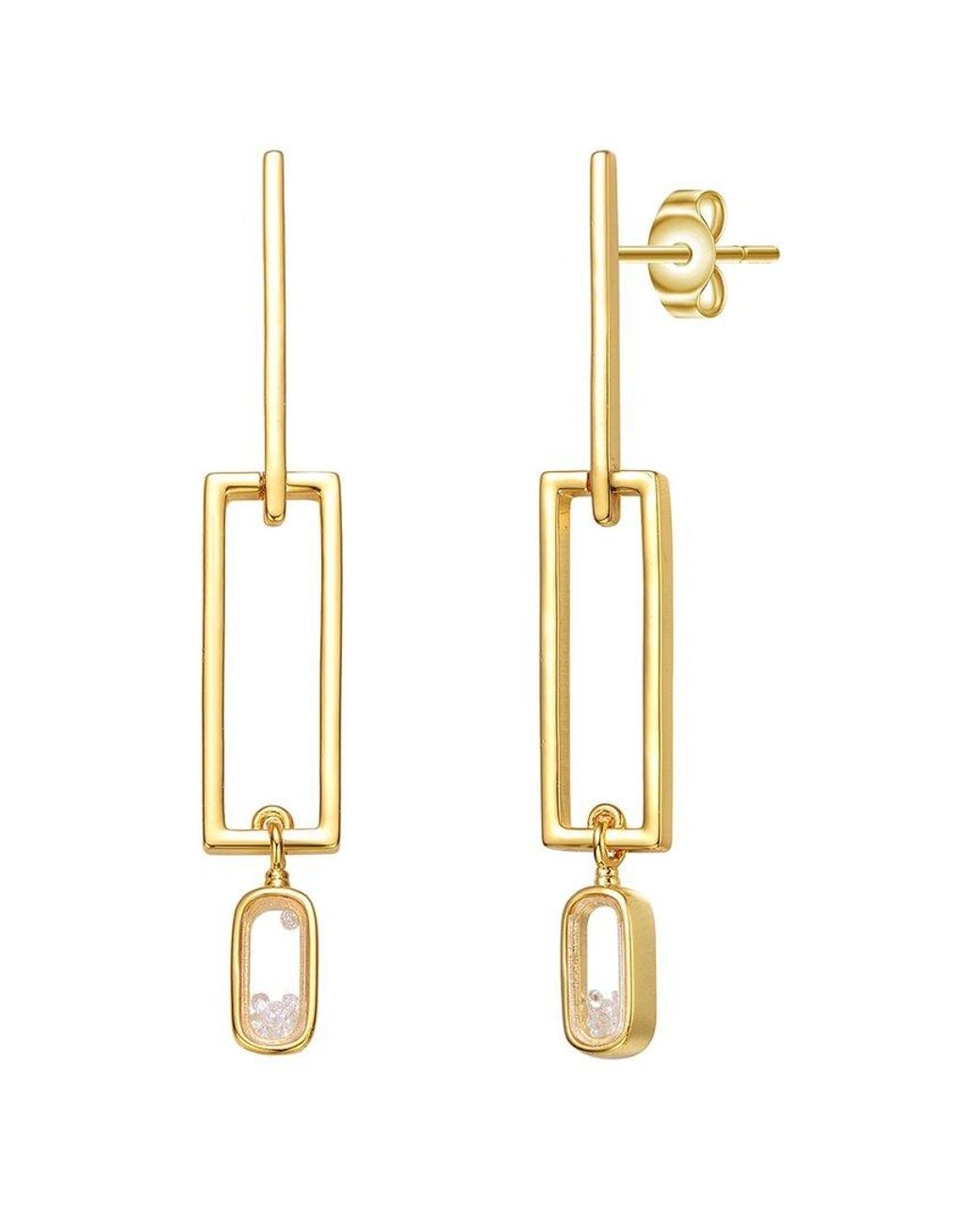 Rachel Glauber Metallic 14k Plated Cz Dangle Earrings