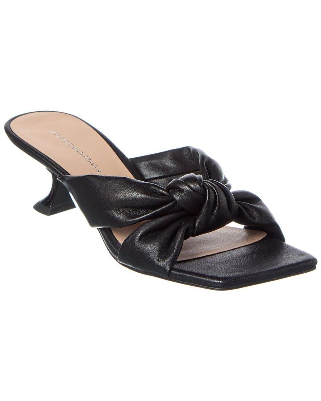 Stuart Weitzman Black Playa Knot Leather Sandal