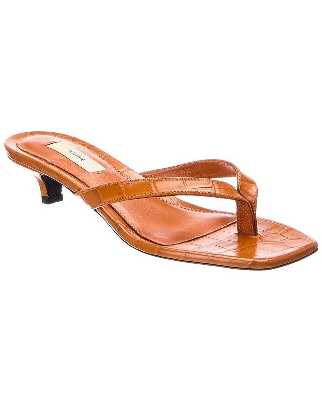Totême Pink Croc-Embossed Sandal