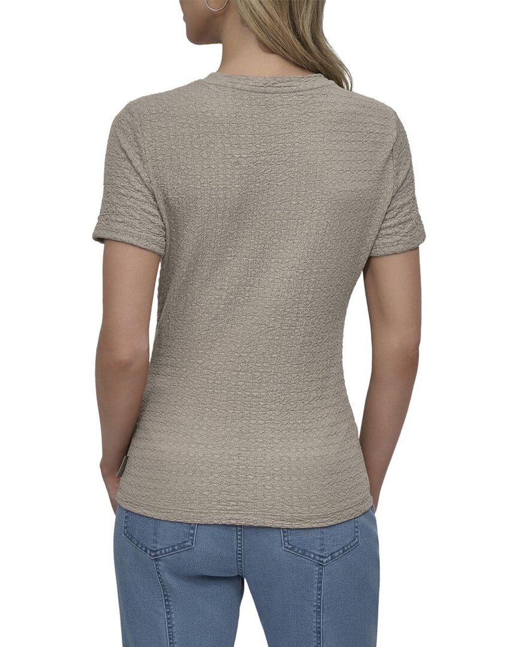 DKNY Gray Textured Knit Top