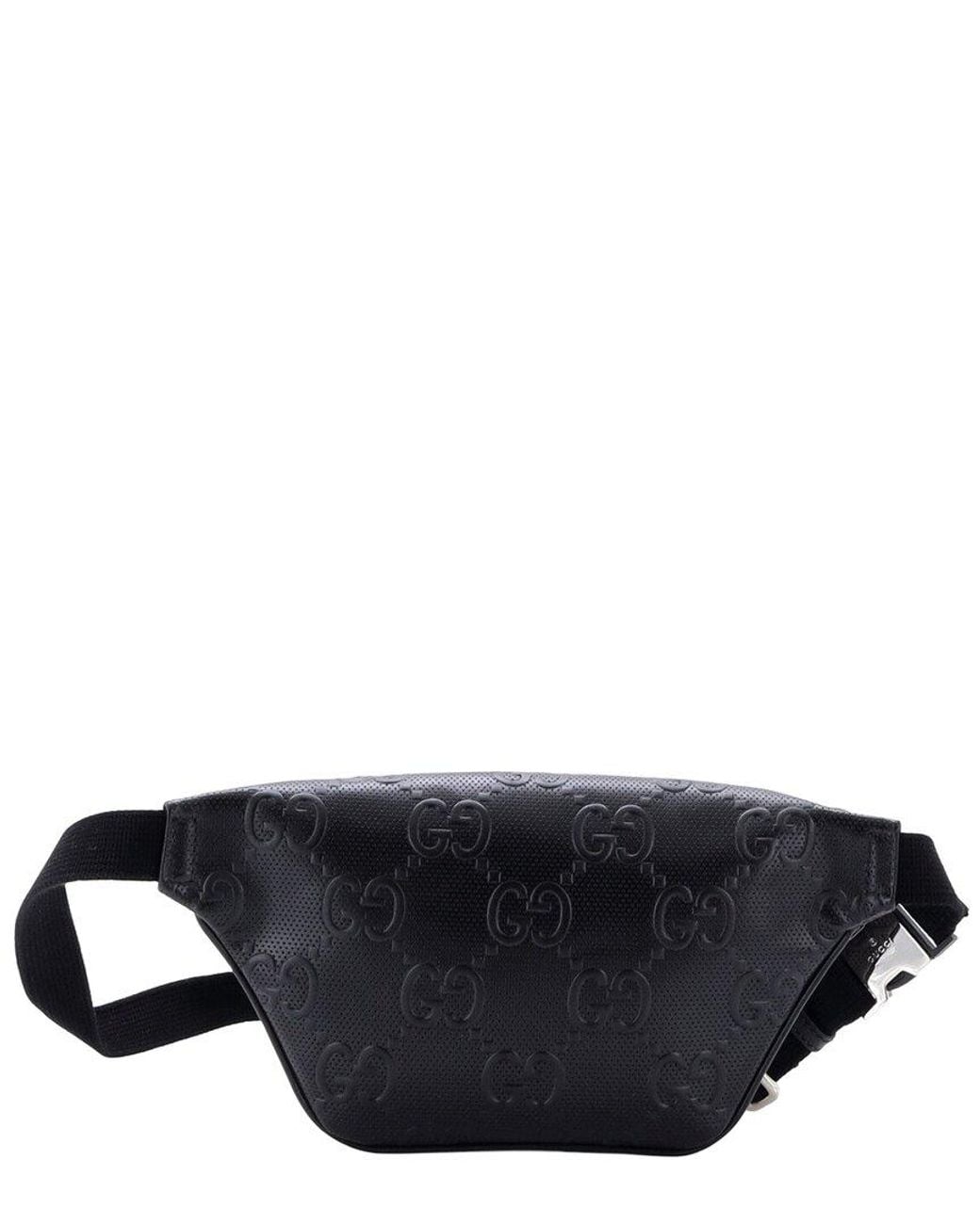 Gucci Black Gg Embossed Perforated Leather Belt Bag Small (Authentic Pre- Loved)