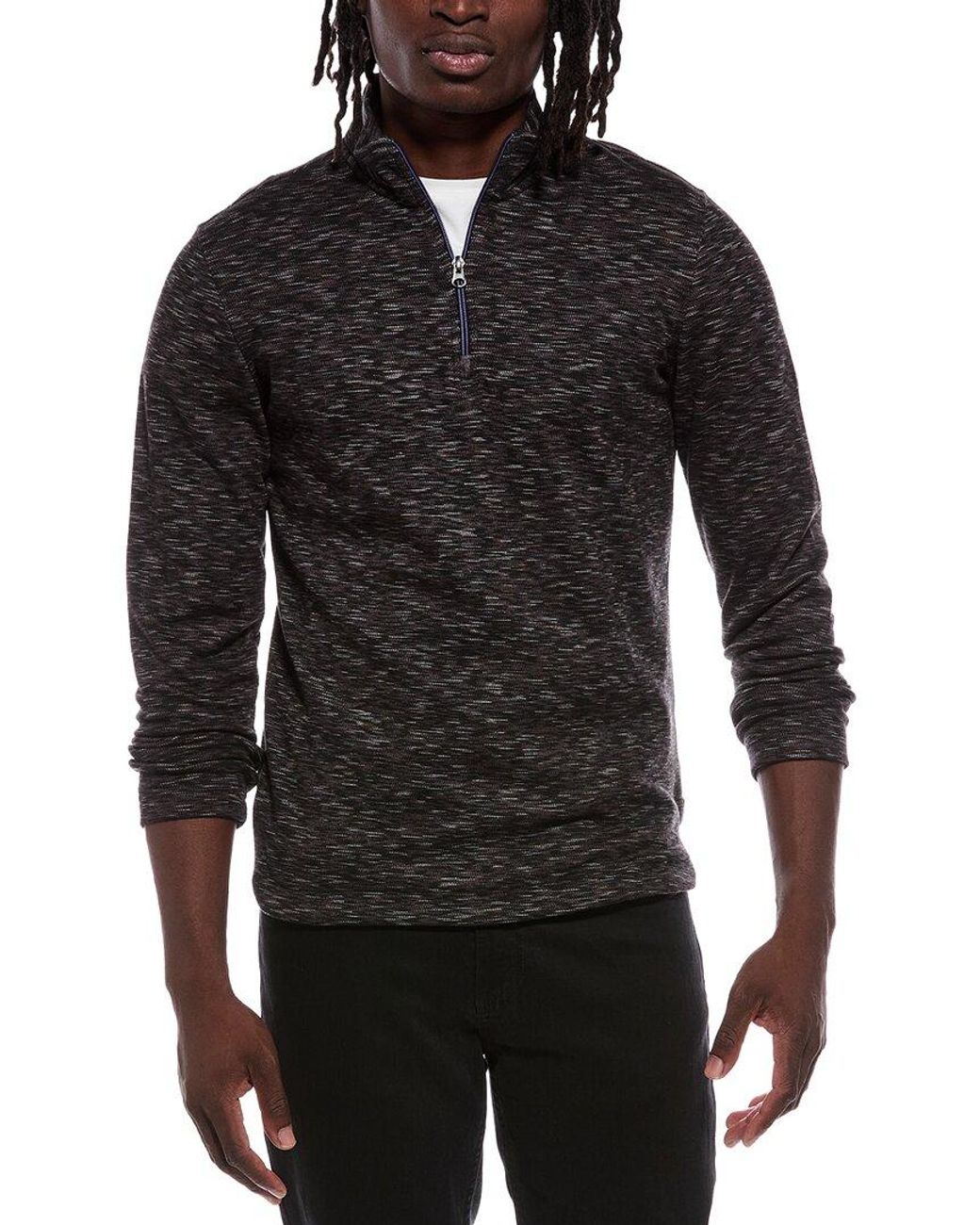 Robert Graham Black Matson 1/4-Zip Pullover for men