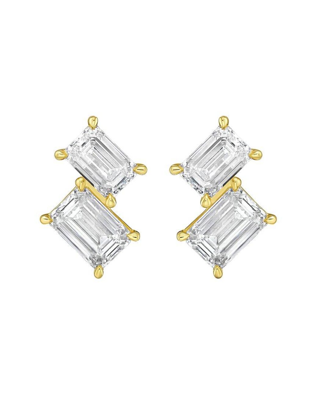 Diana M Metallic 14K 12.00 Ct. Tw. Lab-Grown Diamond Two-Stone Earrings