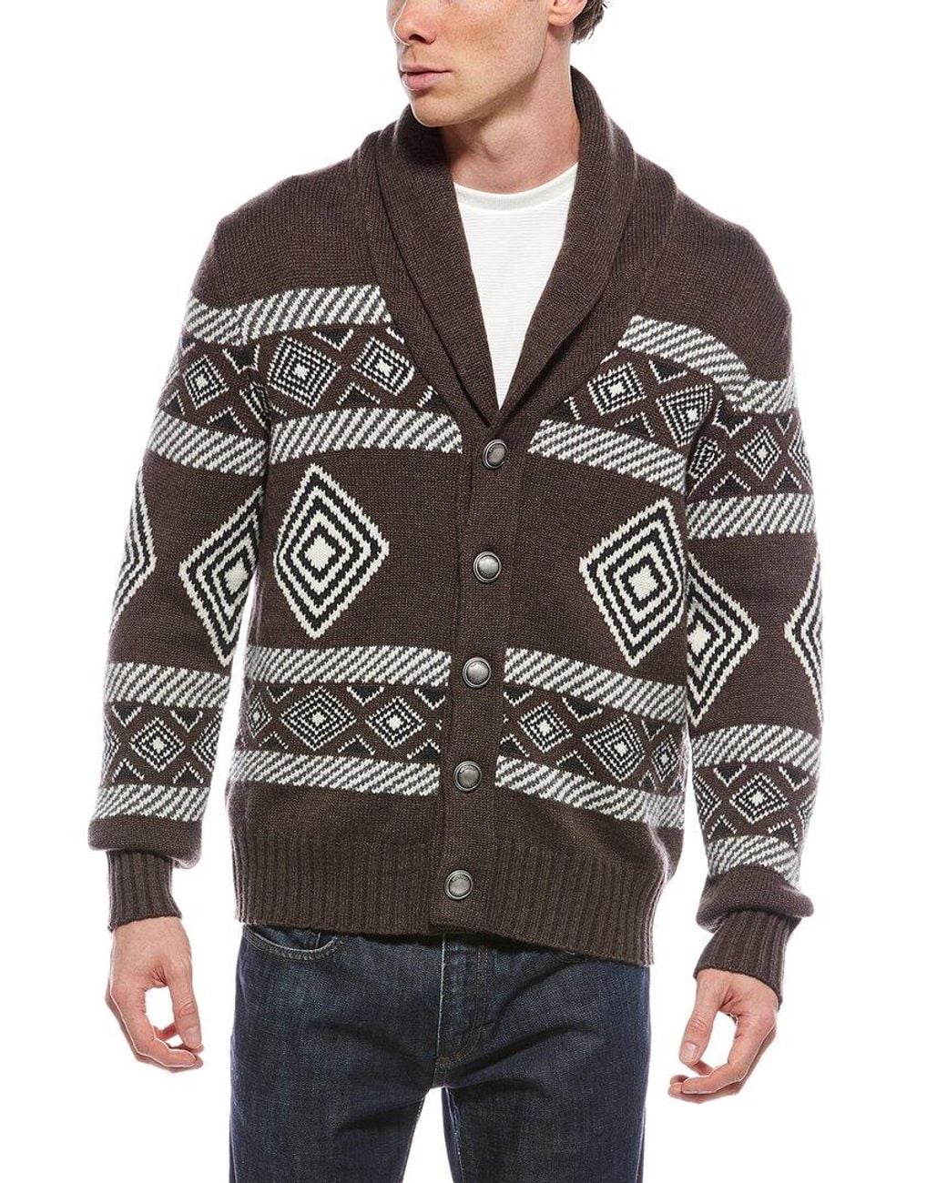 Brunello Cucinelli Brown 100% Cashmere Cardigan for men
