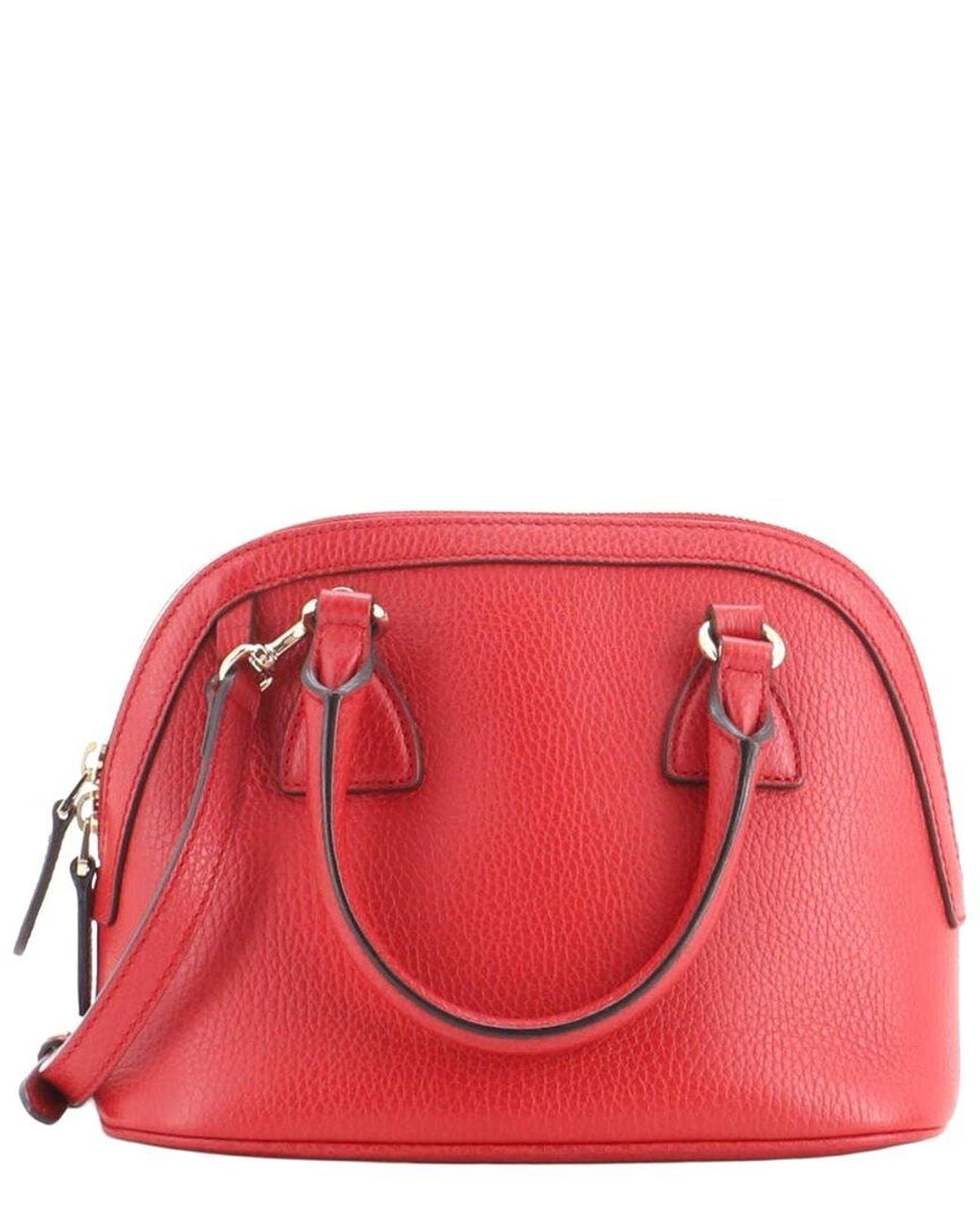 Gucci Red Sheep Leather Convertible Dome Satchel Mini (Authentic Pre-Loved)