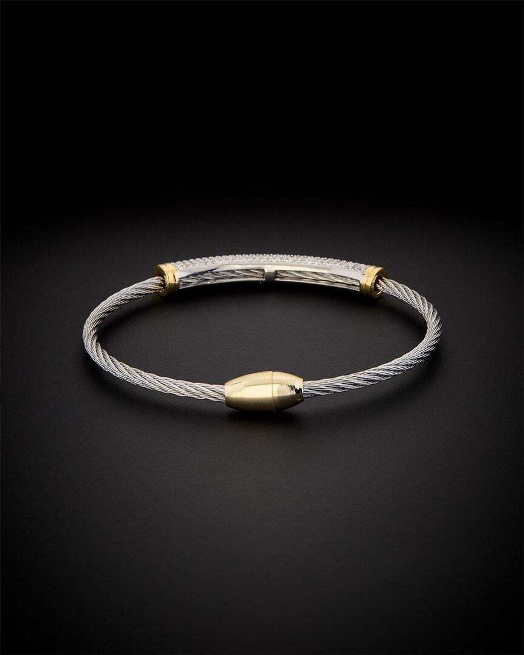 Juvell Black 18K Plated Cz Twisted Cable Cuff Bracelet