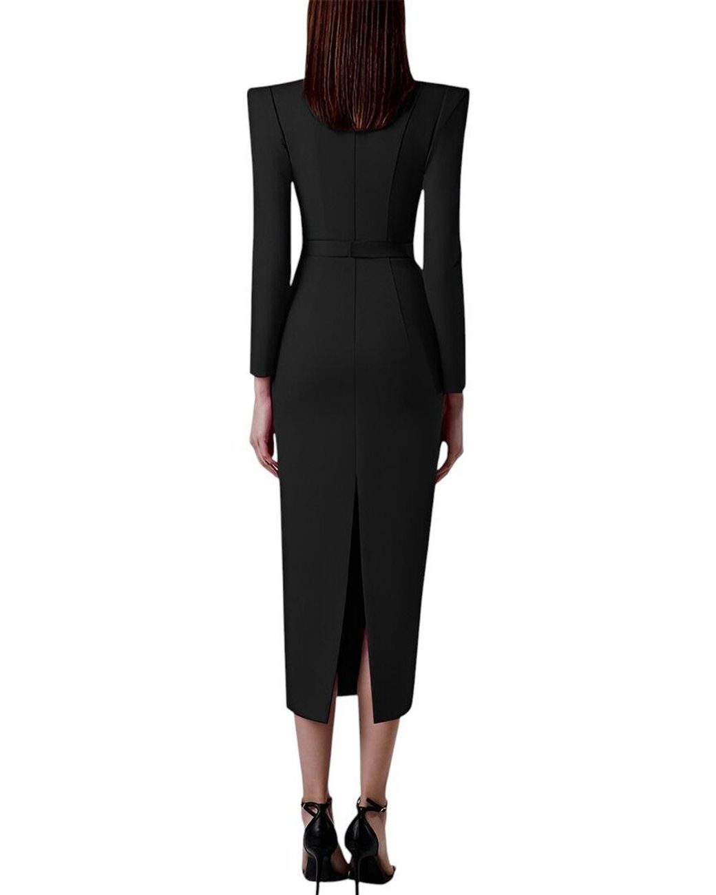 AMINA GLAM Black Midi Dress