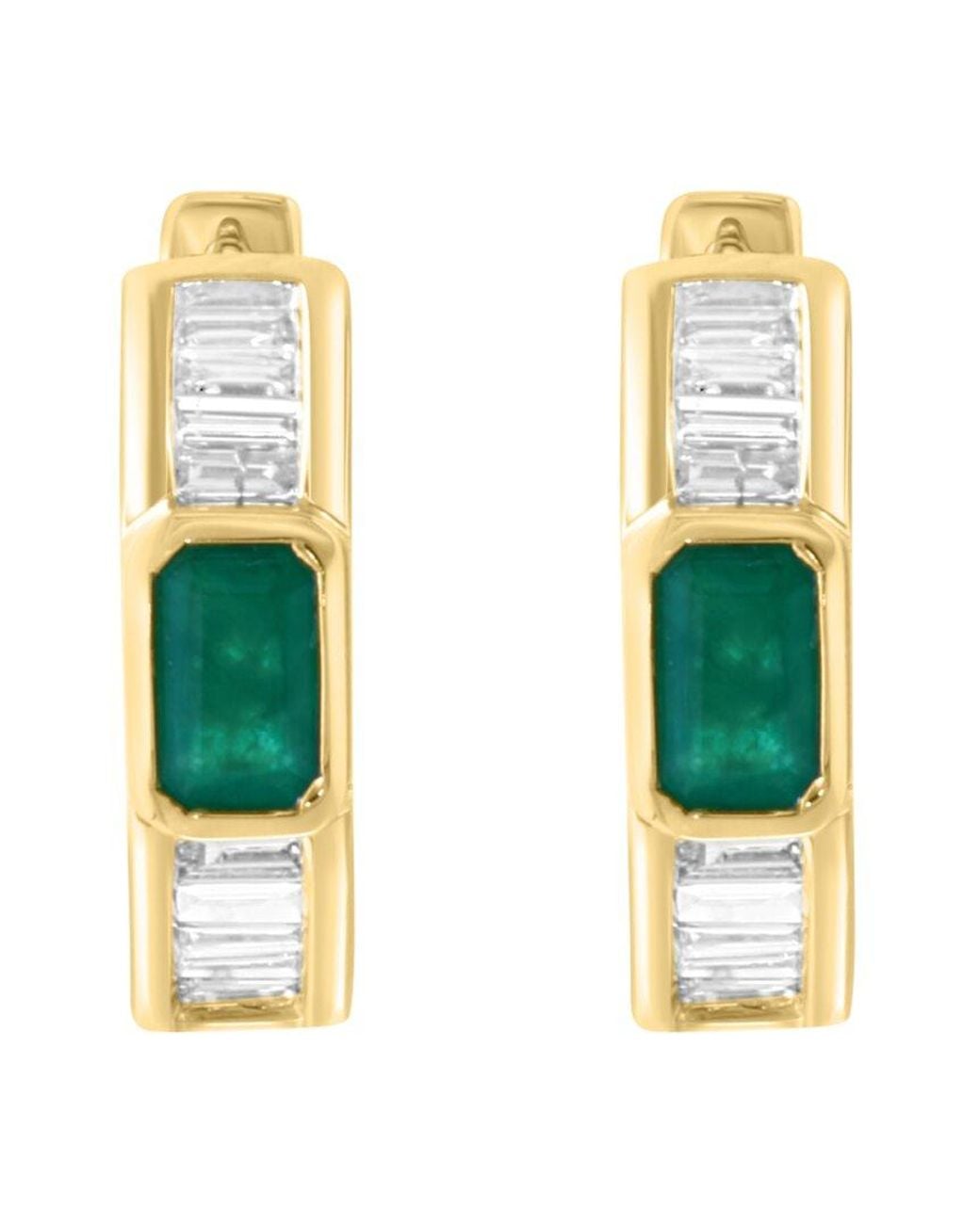 Effy Fine Jewelry Metallic 14K 0.74 Ct. Tw. Diamond & Emerald Earrings