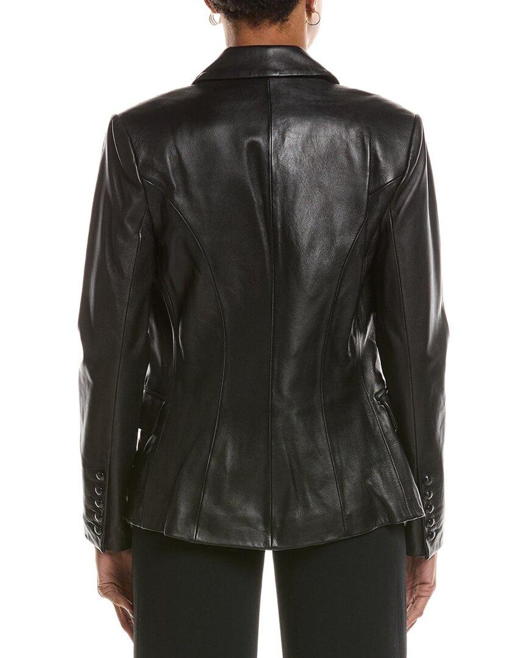 L'Agence Black Kenzie Leather Blazer