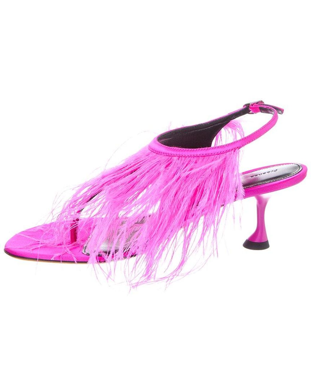 Proenza Schouler Pink Tee Feather Satin Sandal
