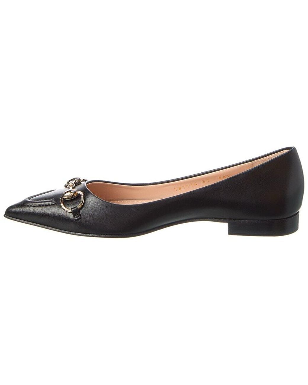 Gucci Black Horsebit Leather Ballerina Flat