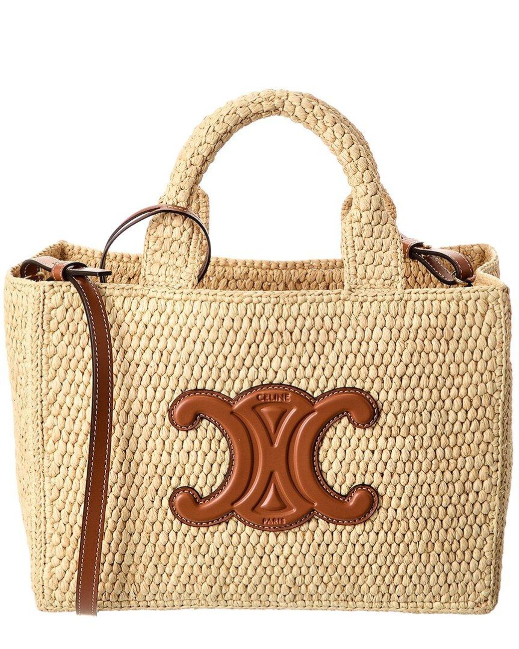 トートバッグ Celine Borsa Thais Piccola In Rafia BORSA CABAS THAIS PICCOLA IN TESSUTO VICHY E PELLE DI